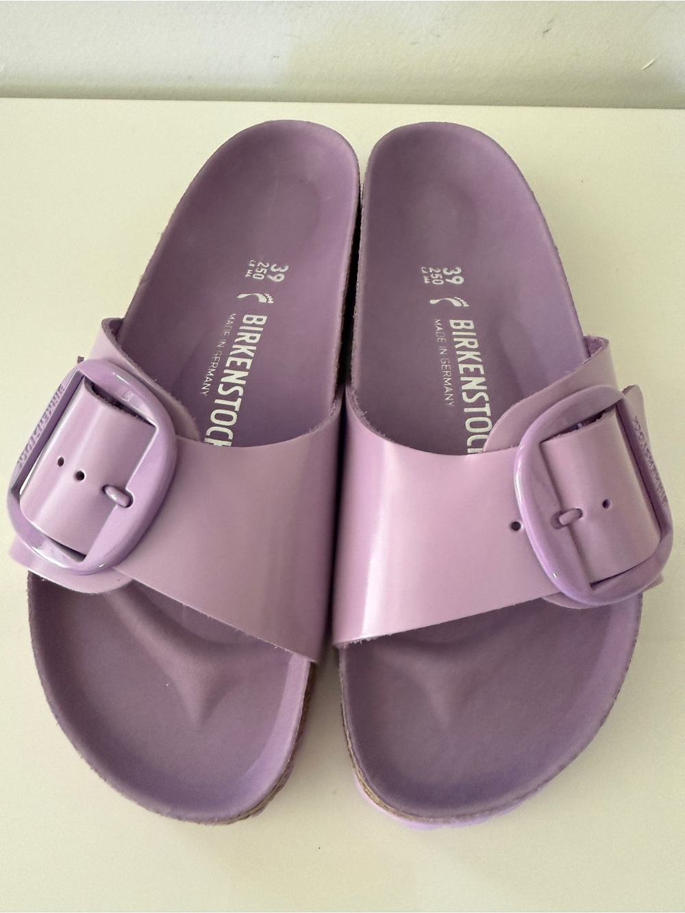 BIRKENSTOCK Big Buckle Madrid Sandals Slides - High Shine Crocus Tonal Buckle 39